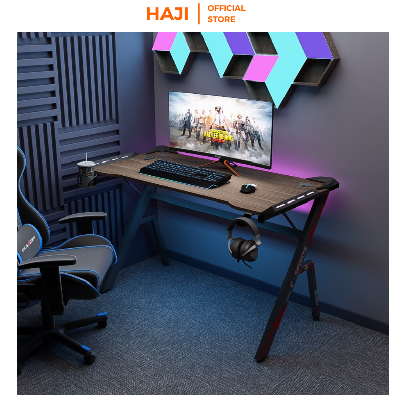 Bàn gaming có hệ thống đèn led năng động, bàn làm việc thông minh, năng động thương hiệu HAJI C70