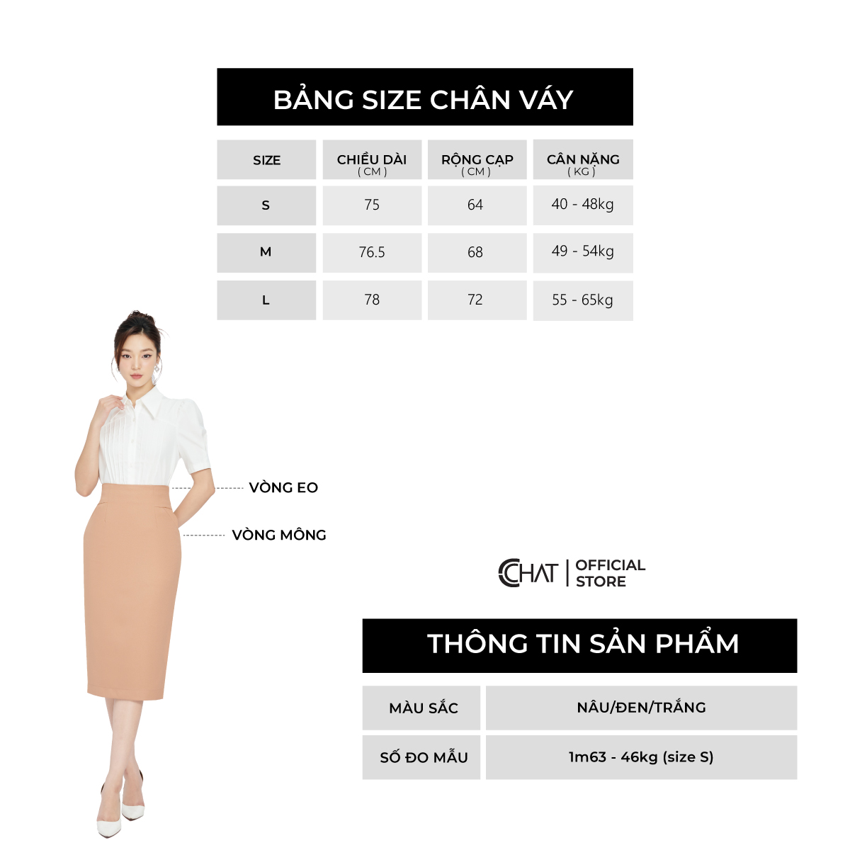 Chân Váy Dáng Bút Chì Cạp Bổ Chất Tuytsi Cao Cấp Mềm Mịn 93CDS2009OT