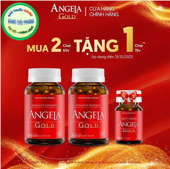 Combo 2 hộp 60 viên ANGELA GOLD tăng cường sinh lý nữ tặng 1 hộp 15 viên không chứa thành phần mầm đậu nành