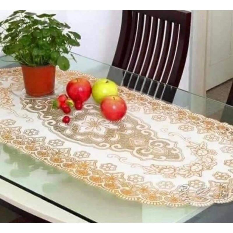 KHĂN TRẢI BÀN PHỐI REN TINH TẾ MẪU TRÒN VÀ VUÔNG 1M2*60CM