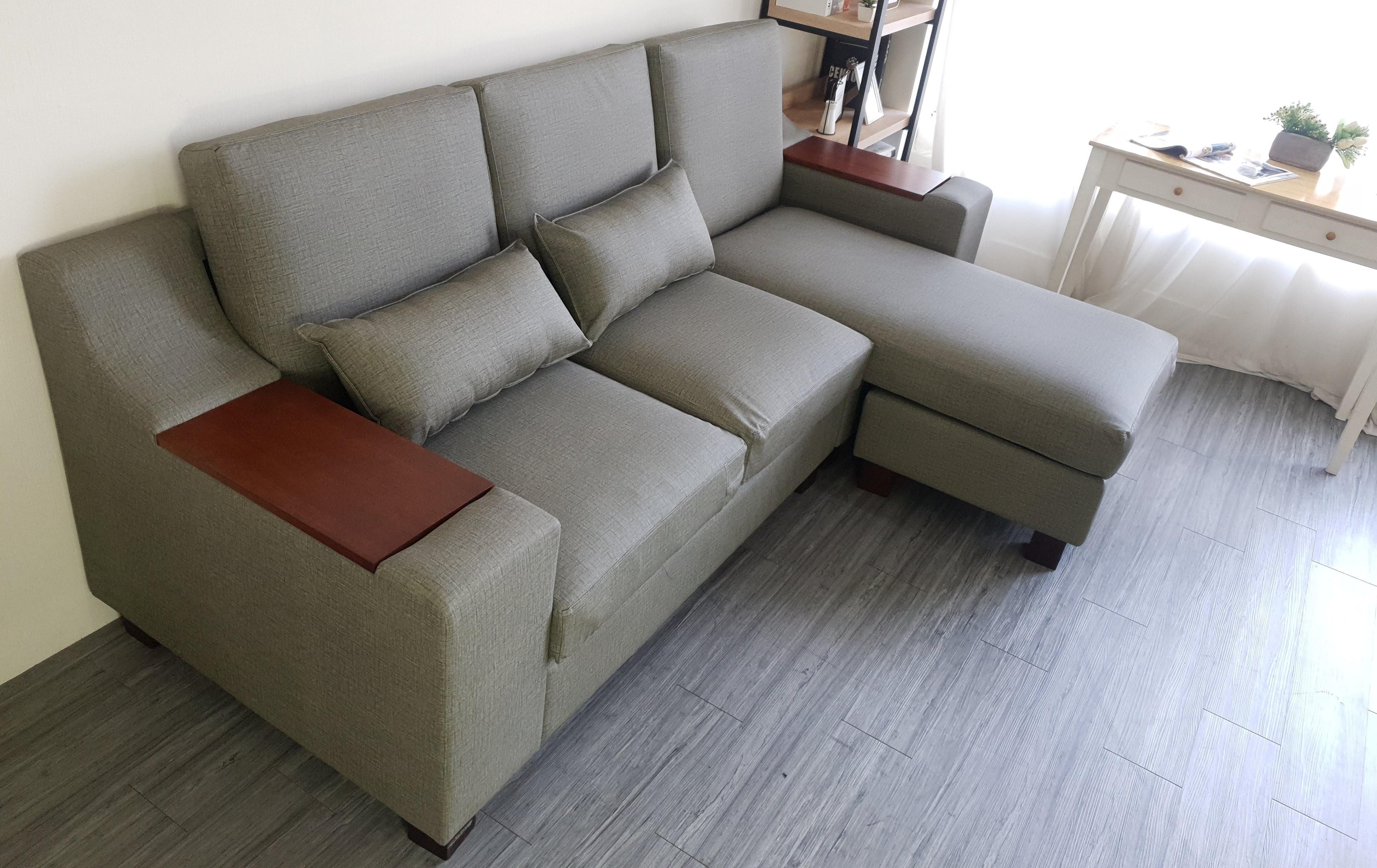 Sofa bed góc L Juno sofa màu xám, kem, xanh dương