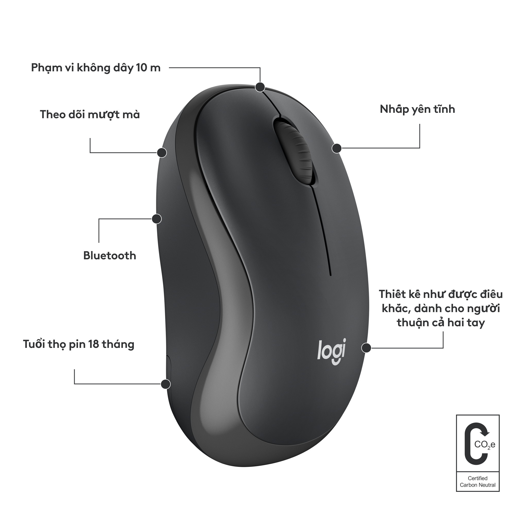 Chuột không dây Logitech M241 Silent Bluetooth - Hàng chính hãng