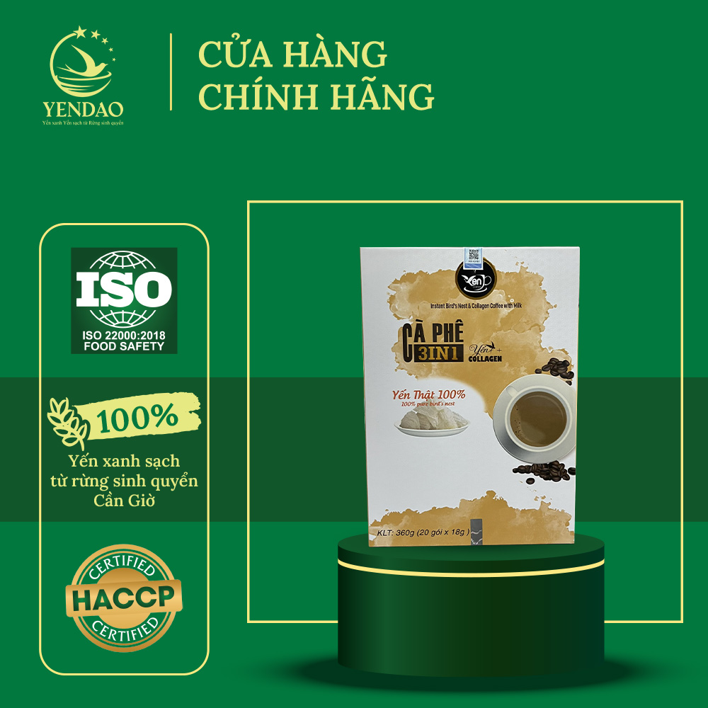 Cà phê Yến 3in1 Collagen Yến Đảo Thơm Ngon Giải Tỏa Căng Thẳng, Mệt Mỏi 20 Gói/ Hộp