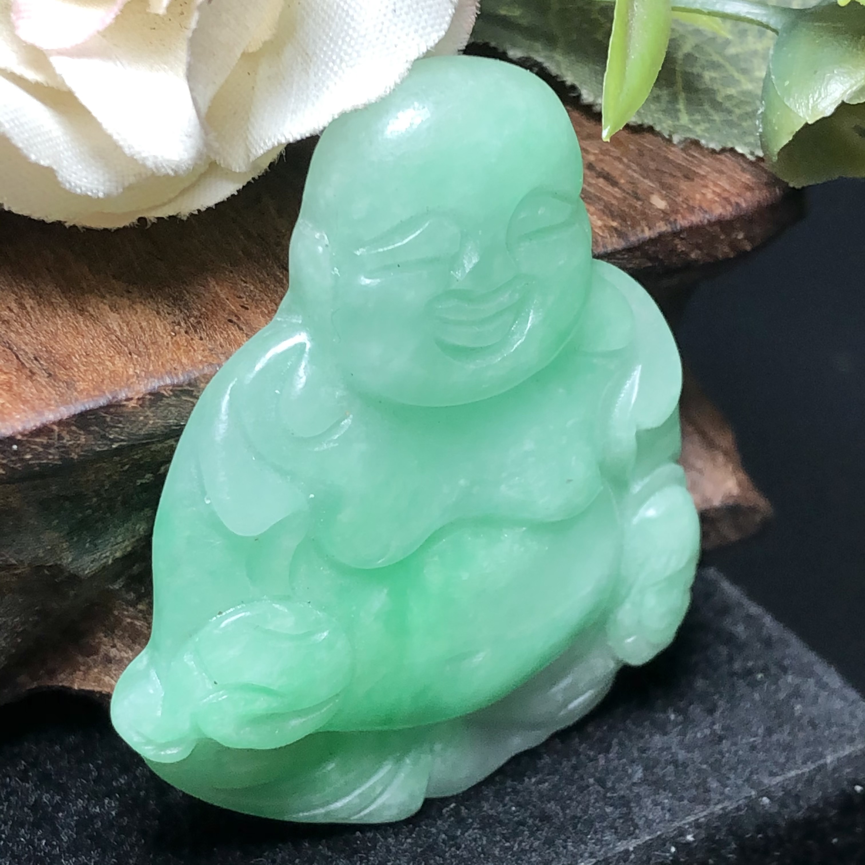 Mặt Phật Di Lặc Cẩm Thạch xanh lí cao cấp