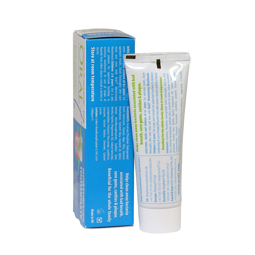 Kem đánh răng GIỮ ẨM MIỆNG ORAL7 Moisturising Toothpaste 75ml - Dành cho cho bệnh nhân hôi miệng do khô miệng, người dùng răng giả, người thở bằng miệng khi ngủ