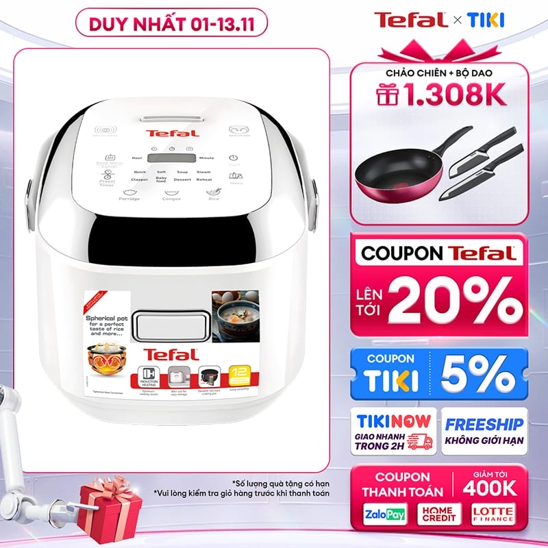 Nồi cơm điện tử cao tần Tefal mini 0.7L RK604165 - Hàng chính hãng