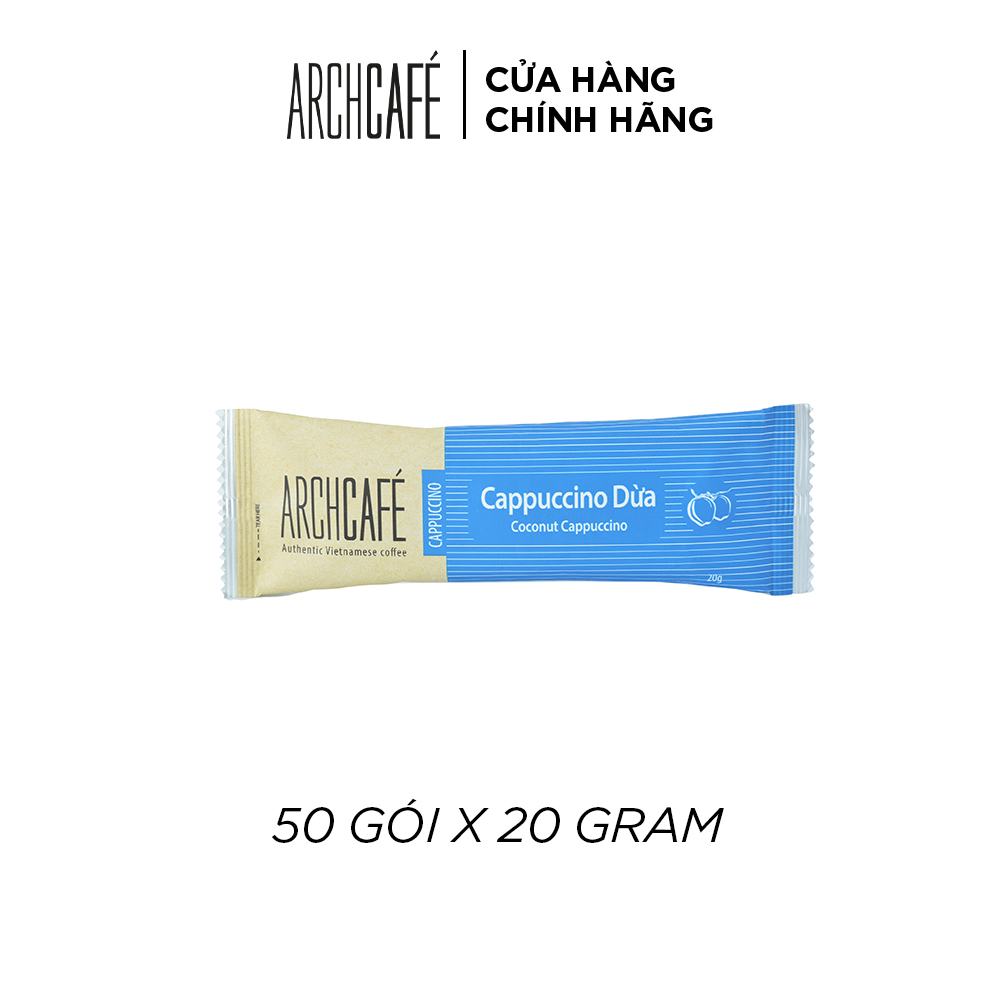 Cà phê Cappuccino Dừa - Cafe hoà tan Archcafé (túi 50 gói x 20g)