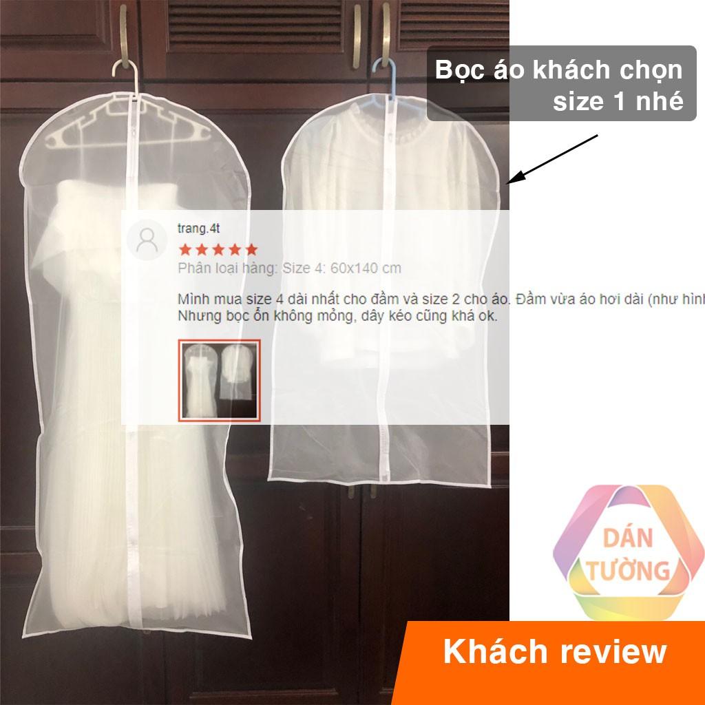 Túi bọc quần áo treo tủ chống bụi , túi bọc trùm quần áo loại dày, có khóa, chống thấm
