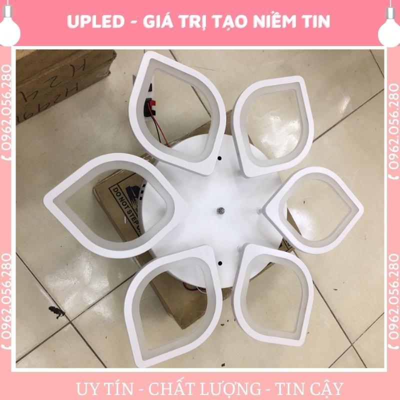 Đèn ốp trần cao cấp hình hoa sen bảo hành đổi mới, đèn trang trí phòng khách mica 6 cánh tặng điều khiển từ xa - Upled