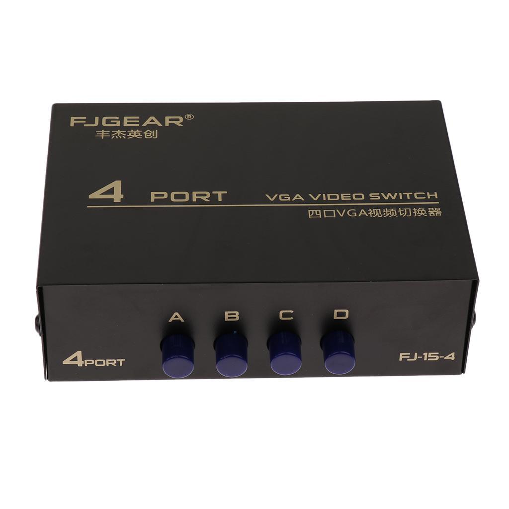 4 Port VGA Switch Video Manual Switcher Box 4 x 1 Selector 4 PC In 1 Out