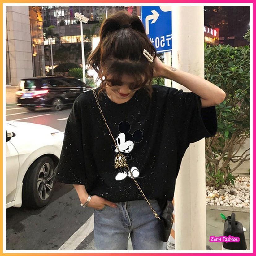 Áo thun tay ngắn nữ Tay Ngắn In Hình Chuột Mickey Ulzzang