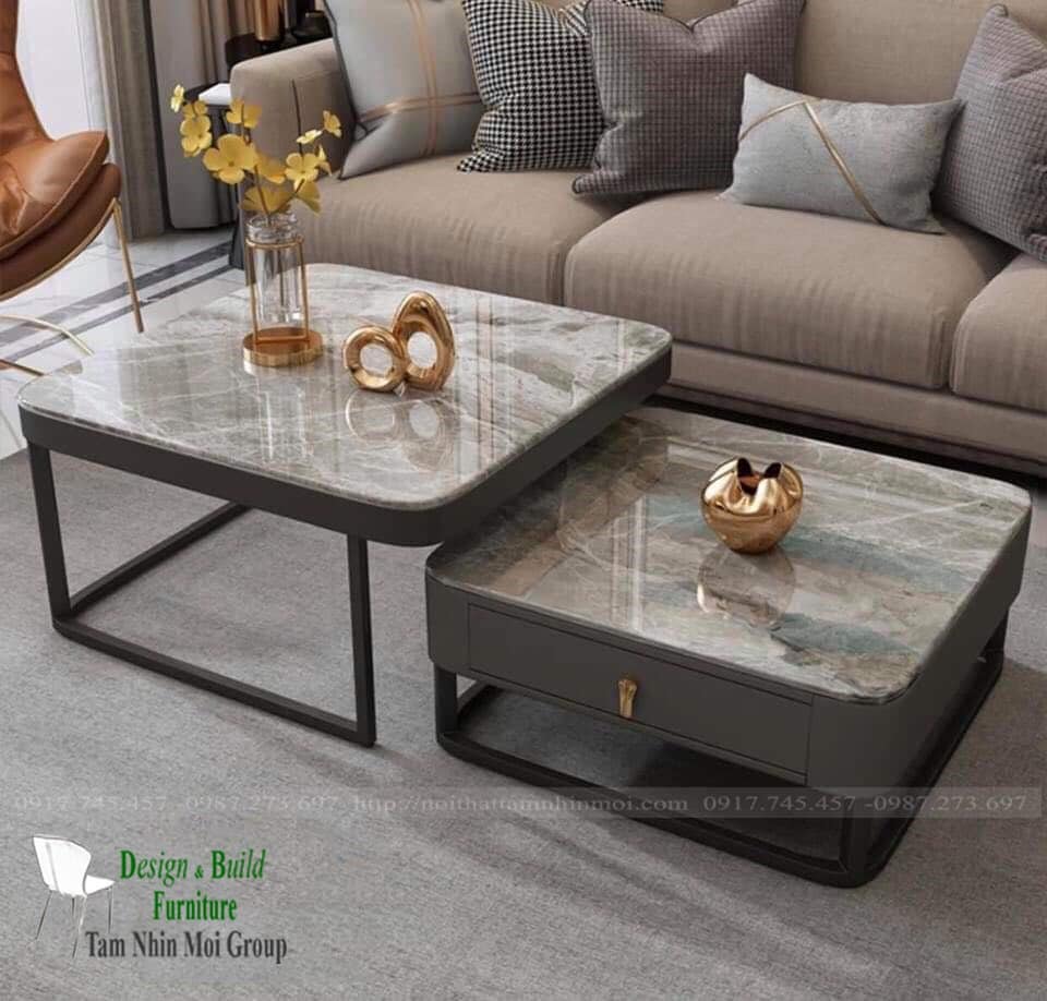 Bàn trà ,bàn sofa mặt đá, chân bàn sắt sơn tĩnh điện tầm nhìn mới MS003