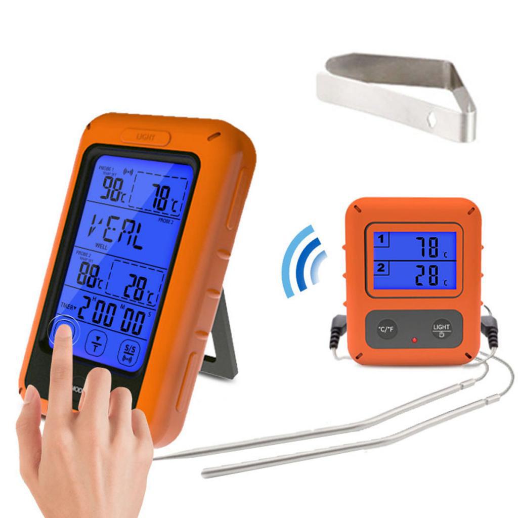Wireless Remote Digital Food Meat Thermometer Instant Read with Dual Probe for Grill BBQ