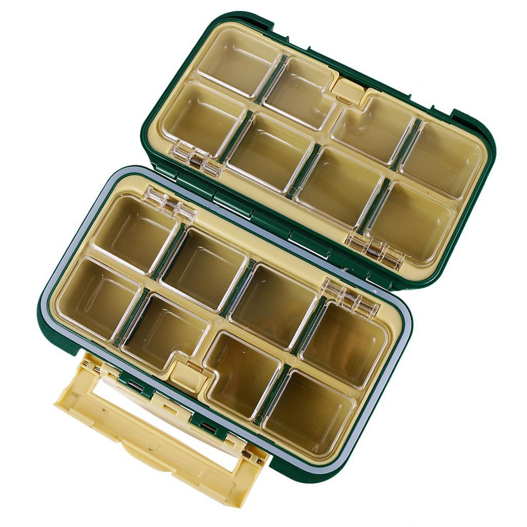 Green Double Side Plastic Fishing Tackle Box-16 slot Hooks Swivel Bead Case