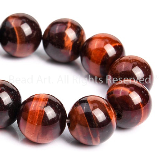 10MM Đá Mắt Hổ Đỏ, Mắt Cọp Đỏ, Red Tiger Eye Tự Nhiên Loại AAA, Đá Phối Vòng Tay Phong Thuỷ, Chuỗi Hạt, Mệnh Hoả, Thổ - Bead Art