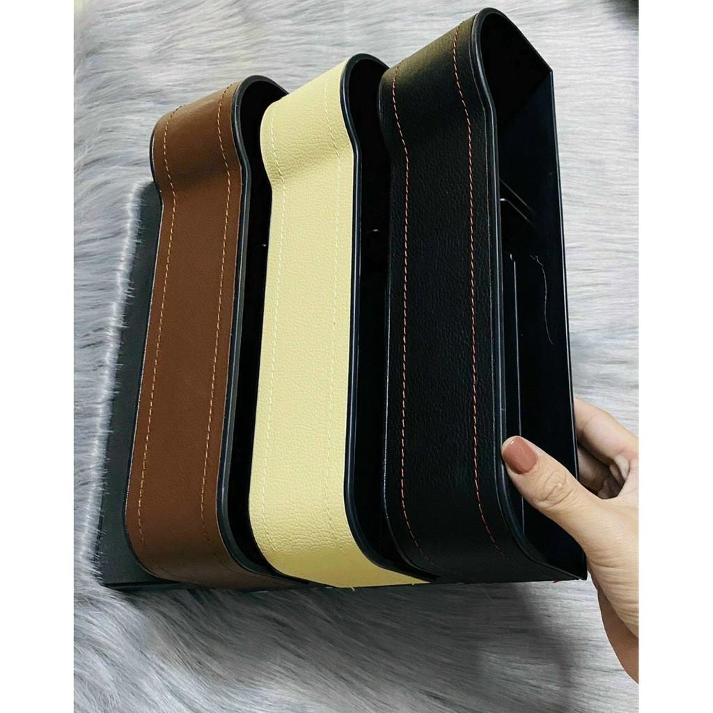 Bộ khay đựng đồ đa năng xe ô tô bọc da cao cấp - Hộc để đồ khe ghế xe hơi