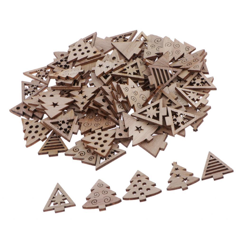 100pcs Gỗ Tự Nhiên Cây Giáng Sinh Thủ Công DIY Bằng Gỗ Tôn Dáng Quyến Rũ