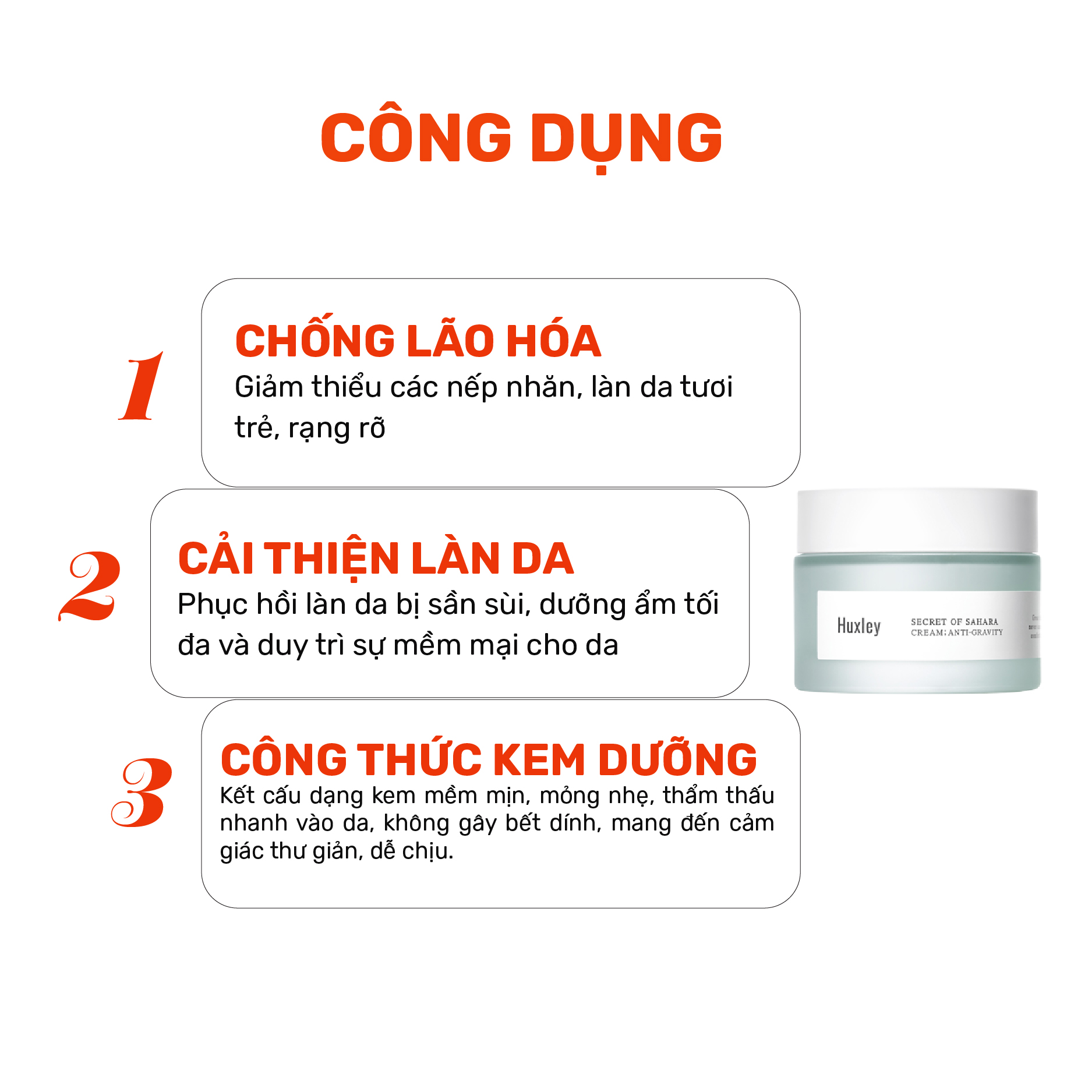 Kem Dưỡng Da Giúp Hỗ Trợ Chống Oxy Hóa, Cải Thiện Nếp Nhăn, Dưỡng Da Huxley Cream Anti Gravity 50ml