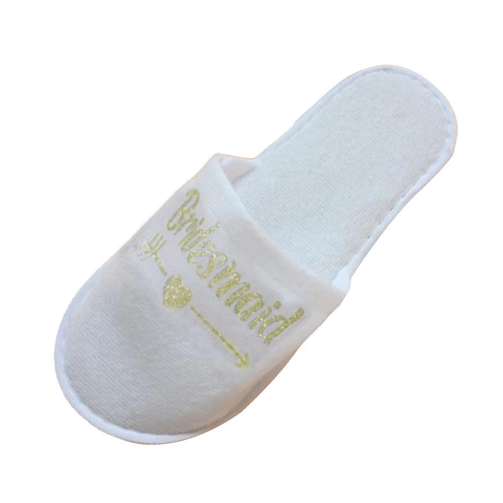 4 Pairs Wedding Party Slippers Gold