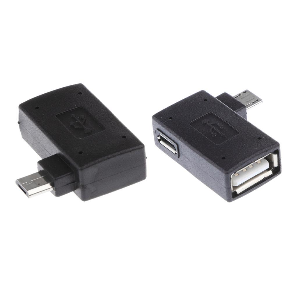 2Pcs 90 degree Angle Micro USB 2.0 OTG Host Adapter with USB Power