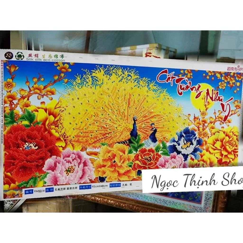 Tranh Đính Đá Kim Cương Đa Sắc ABC Cát Tường Như Ý YN5016 KT 93x49cm