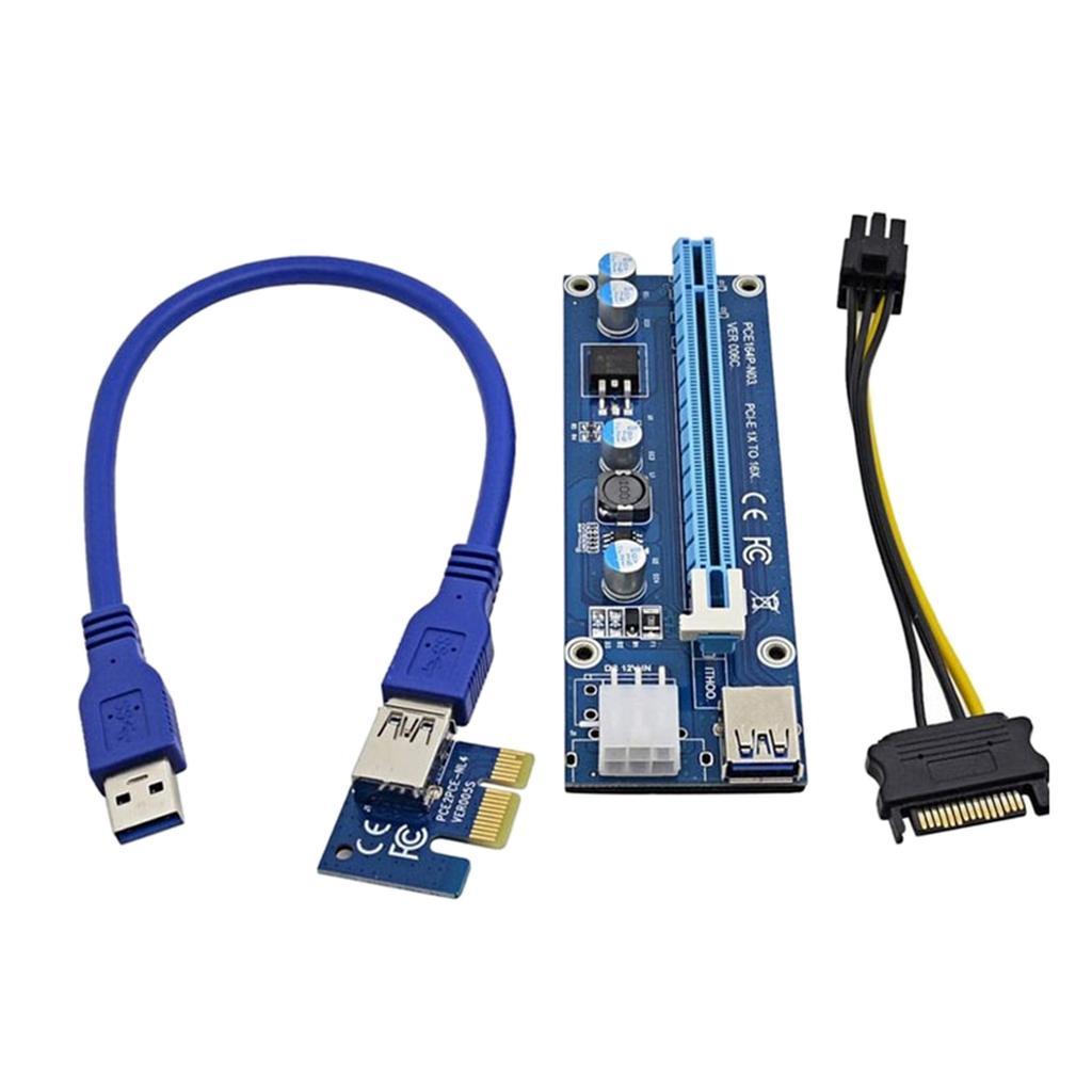 6Pack PCI-e Riser 1X to 16X 6Pin Graphics Extension Card Adapter Cable