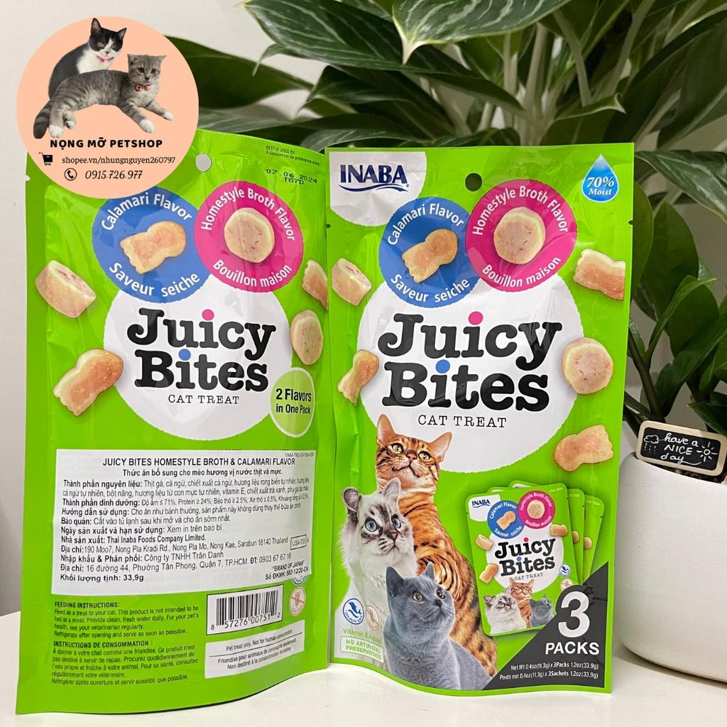 Bánh thưởng mềm Juicy Bites cho mèo nhiều hương vị hấp dẫn 2 vị trong 1 gói 11g