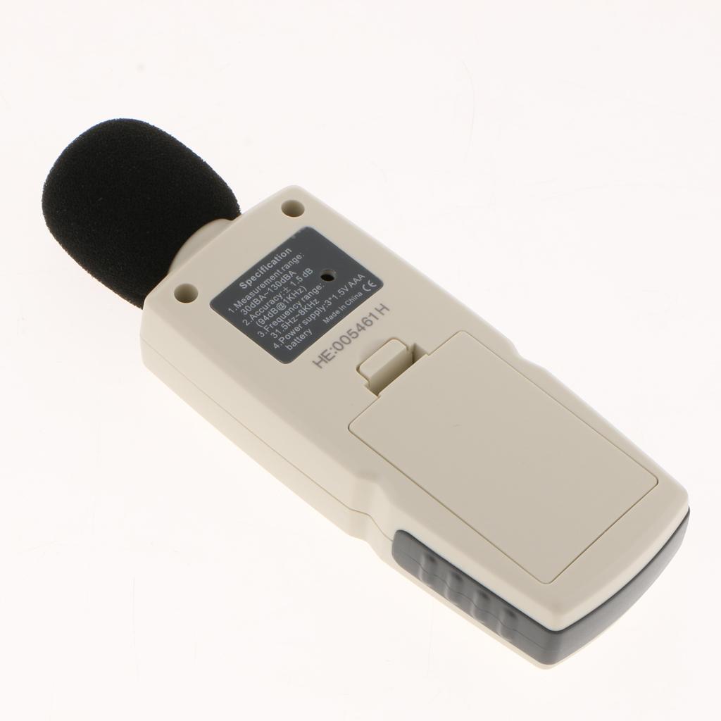 30-130dB LCD Digital Sound Pressure Level Meter Decibel Noise Tester White