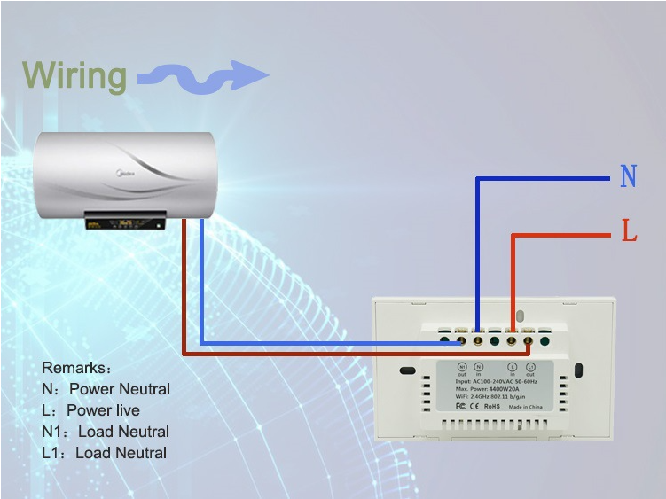 Công tắc Wifi bình nóng lạnh  công suất cao 20A