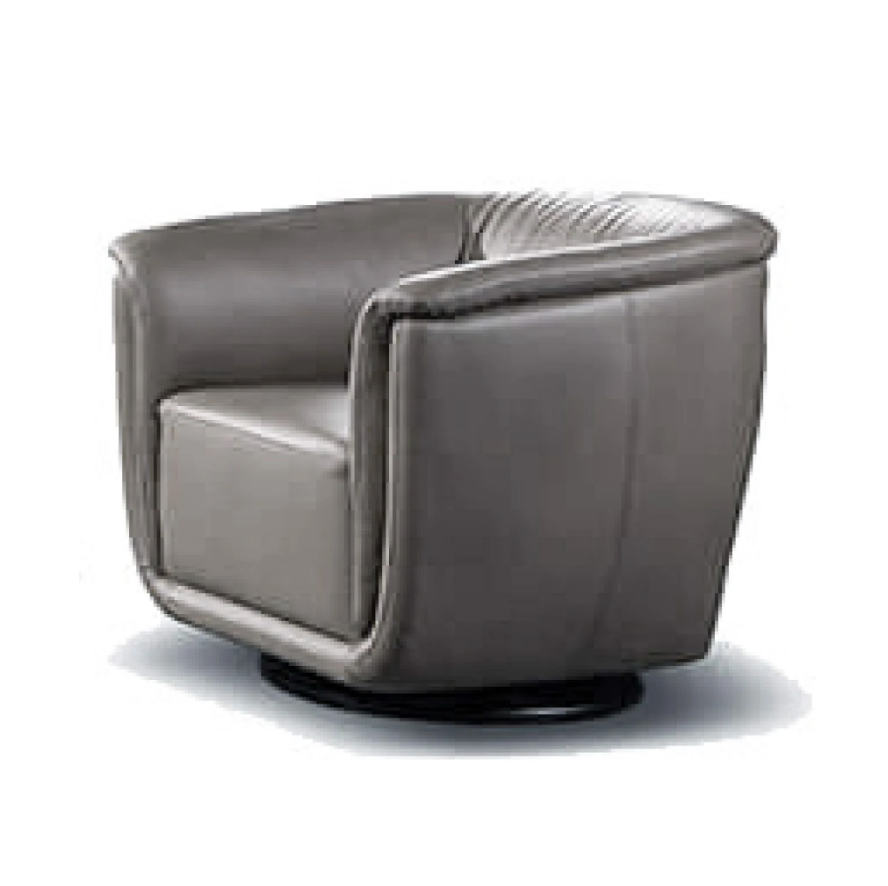 Sofa Đơn Xoay Da Bò Tiếp Xúc H455-428 Xám Caramel