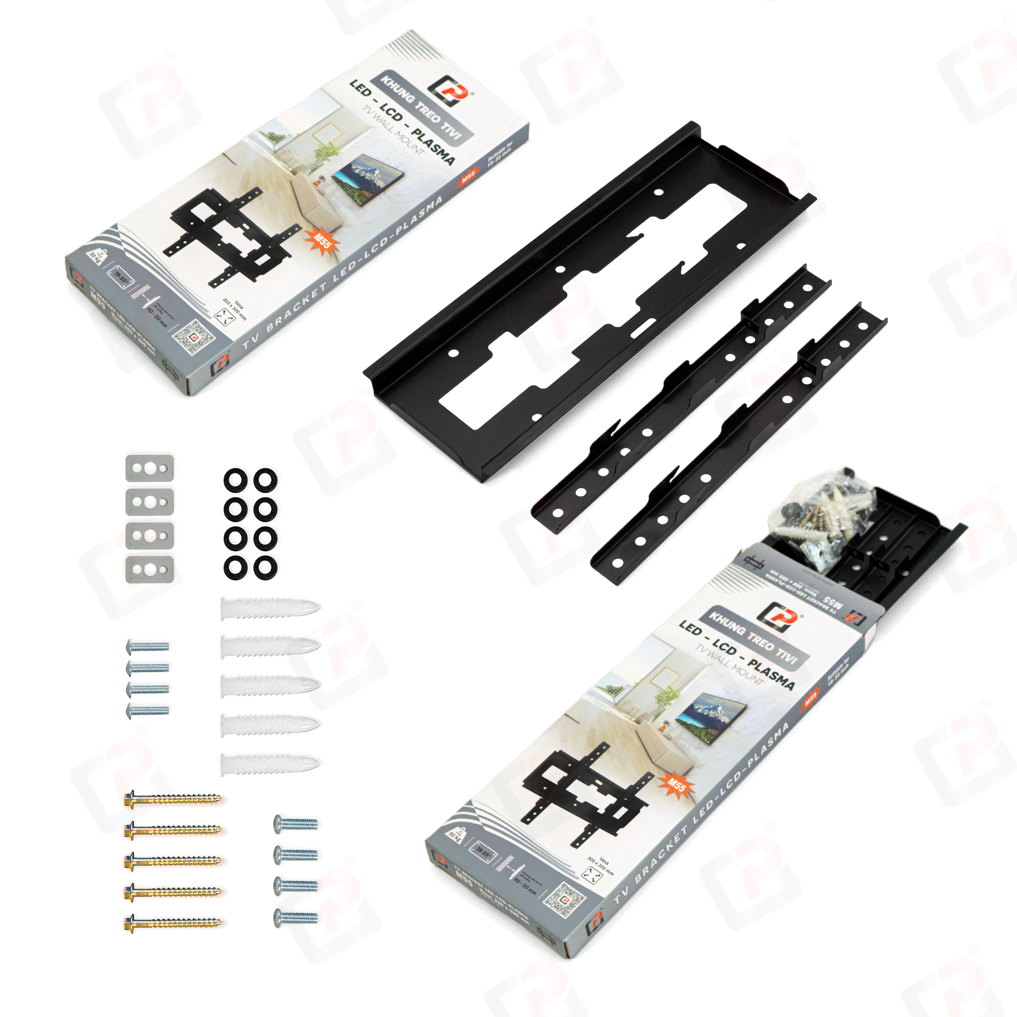 Khung mâm chính hãng Cảnh Phong giá treo tivi led cố định cho mọi hãng tivi từ 19-55 inch kèm ốc vít M55 - Hàng Chính Hãng