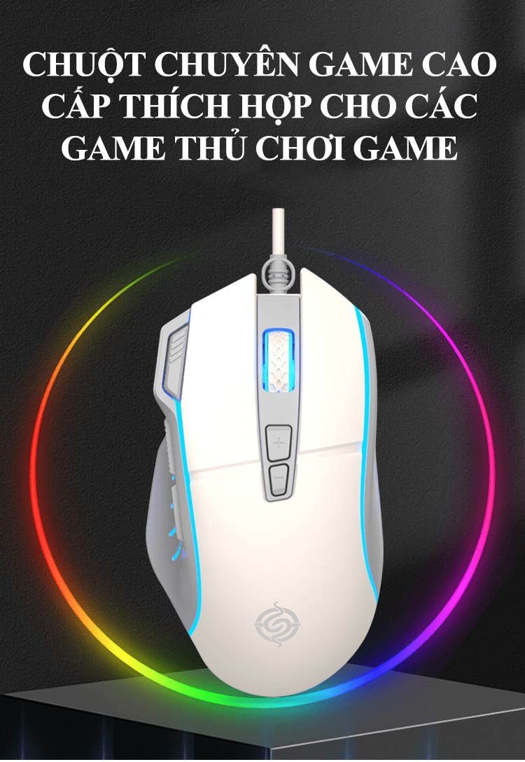 Chuột chơi game có dây K-snake Q6 có đèn led tự động đổi màu với 4 mức độ DPI lên đến 7200 dành cho các game thủ-HT