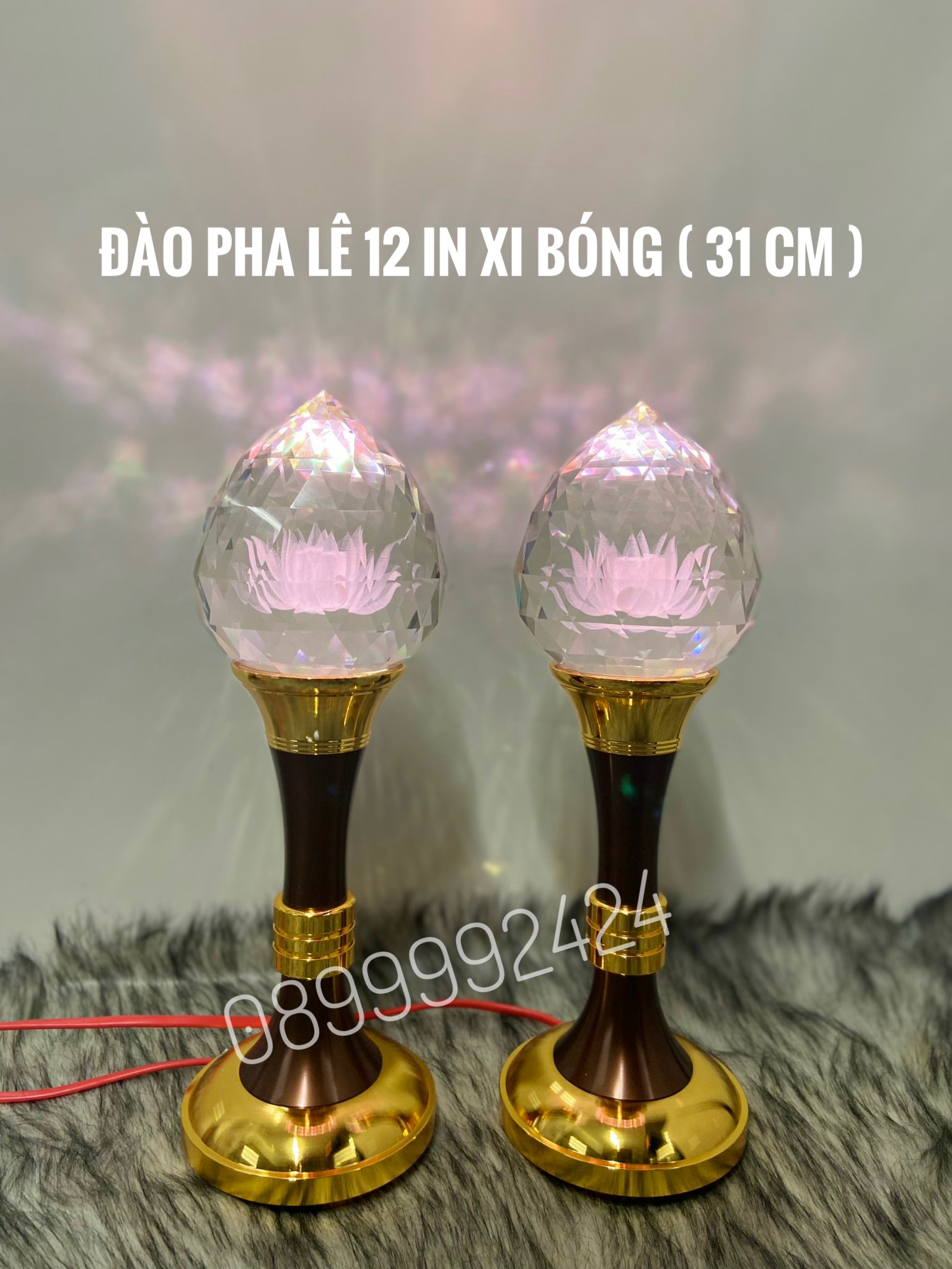 ĐÈN THỜ PHA LÊ CAO CẤP ĐÀO 12 IN XI BÓNG 1 CẶP