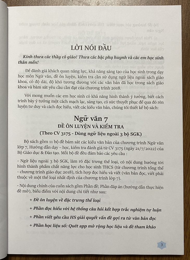 Ngữ văn 7 - Đề ôn luyện và kiểm tra (Dùng ngữ liệu ngoài SGK)