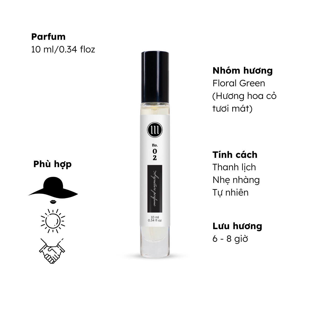 Nước hoa nữ tính trẻ trung, thanh lịch, nhẹ nhàng No.02 (Lilybell 07) Morra - dạng xịt