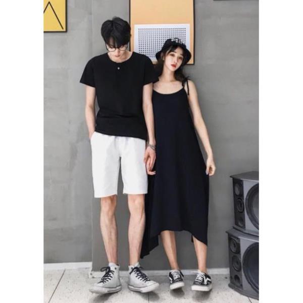 Set: Đầm maxi form suông+ Áo thun nam
