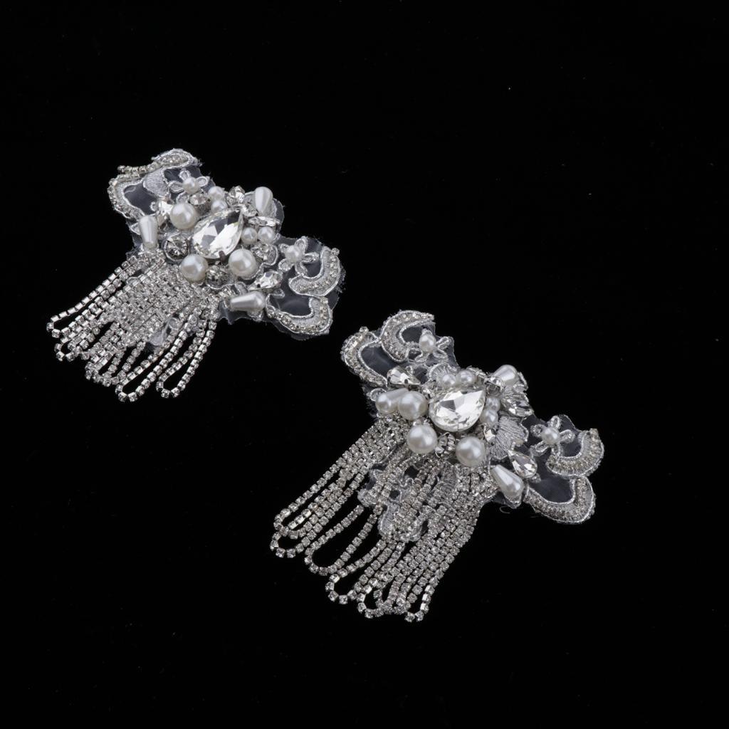 2 Cái Ren Appliques May Trên Tua Rua Miếng Dán DIY Quần Áo Trang Trí