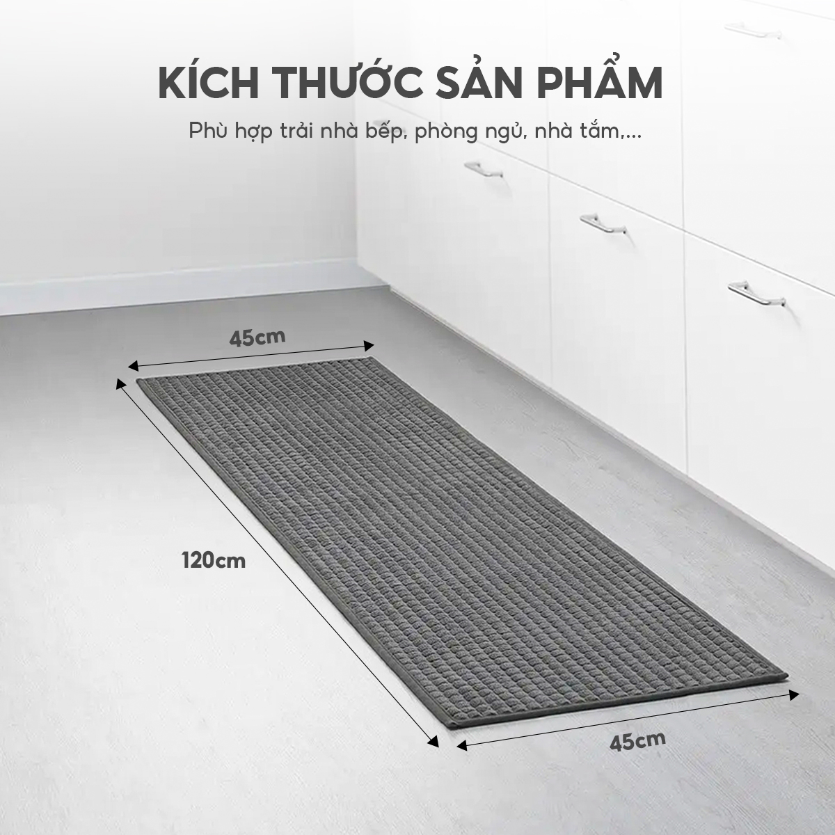 Thảm lau chân Lebenlang LBL8585, thảm nhà bếp thấm hút nước đế cao su chống trơn - hàng chính hãng