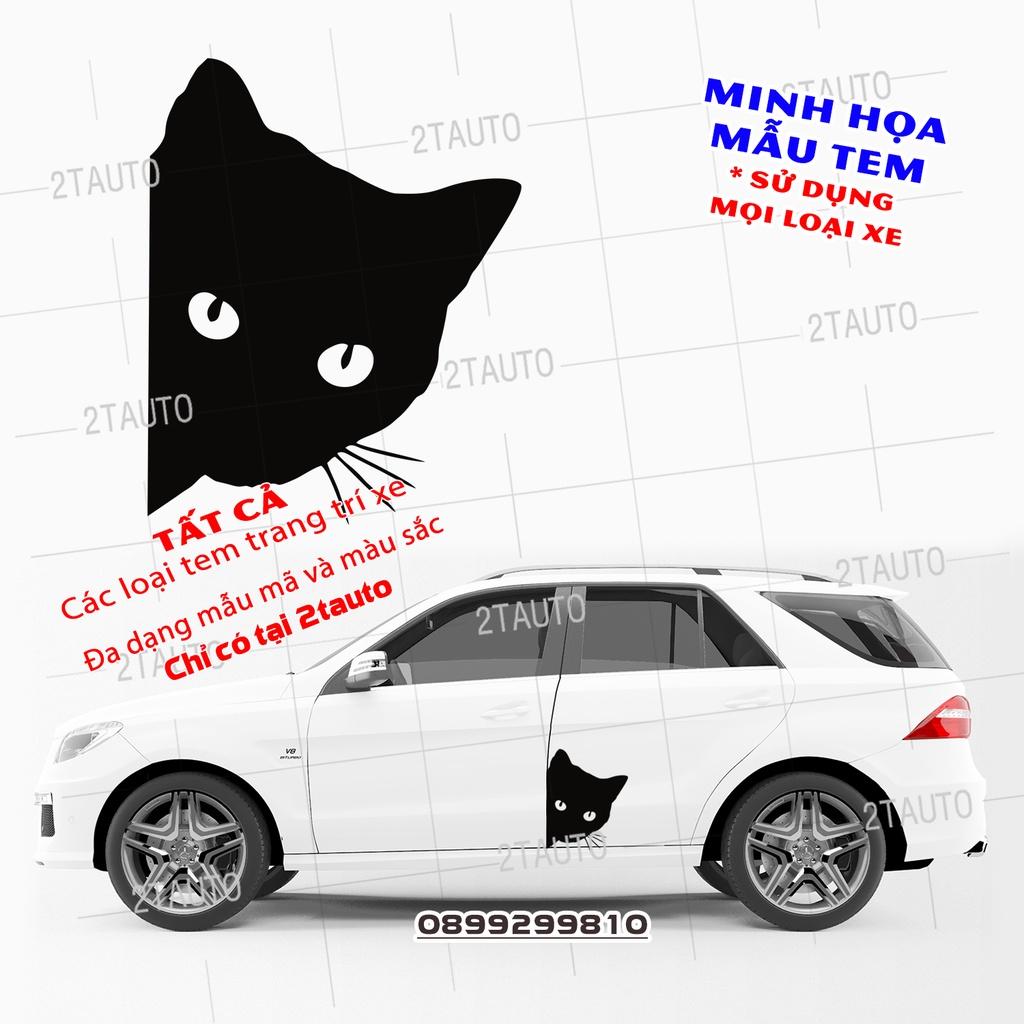 Tem decal HÌNH CON MÈO dán xe nhiều kích thước, chống thấm nước, logo CHÚ MÈO dán trang trí ô tô xe hơi - MẪU 2