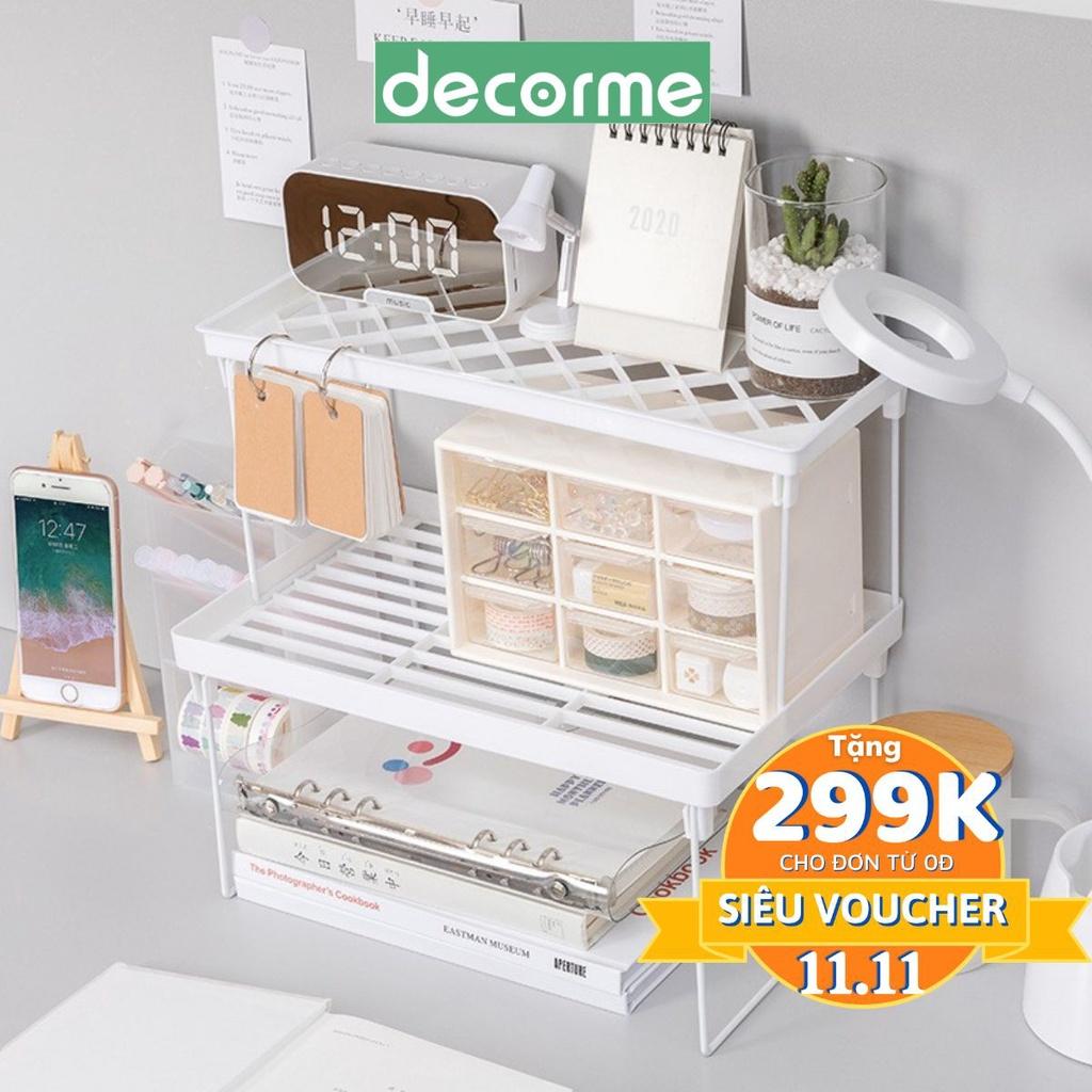 Kệ xếp đồ gấp gọn đa năng có thể ghép nhiều tầng desk decor bàn học DecorMe