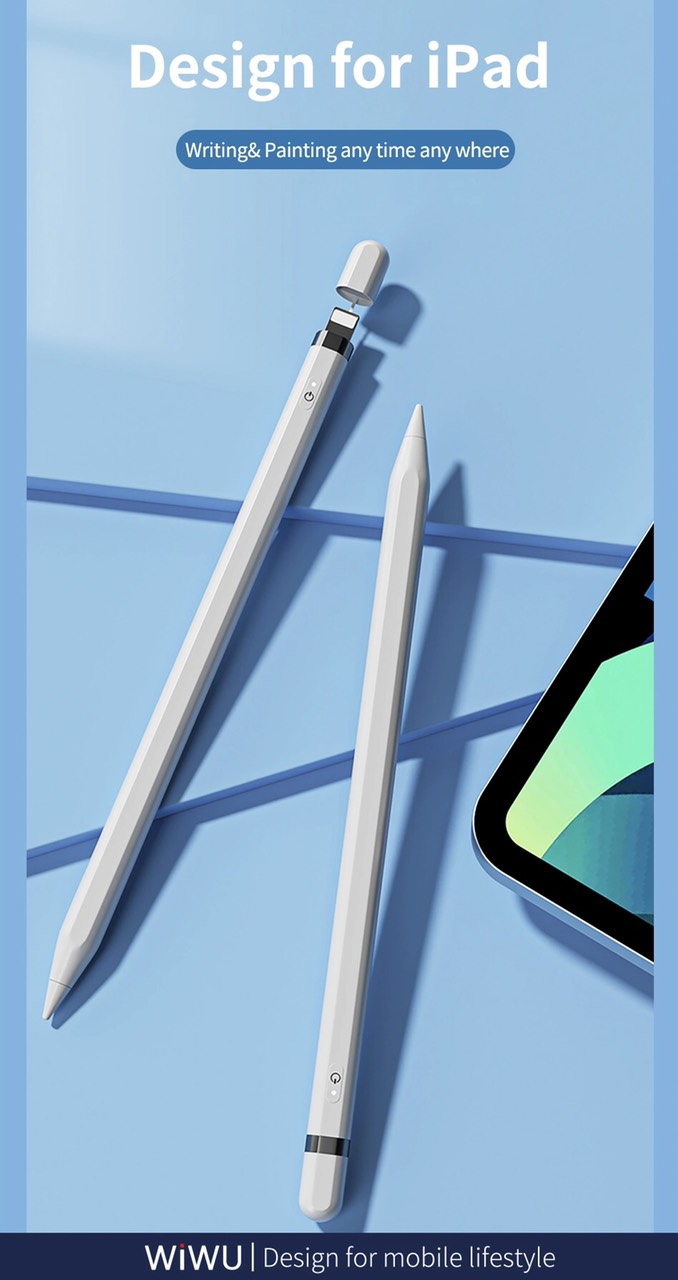 Bút cảm ứng Wiwu Pencil L Dành cho Ipad làm bằng hợp kim nhôm, thiết kế từ tính bảo vệ bút khỏi bị lăn và rơi - Hàng chính hãng