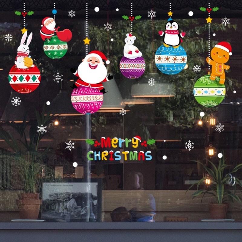 Decal trang trí Noel - Rèm bong bóng nhiều màu
