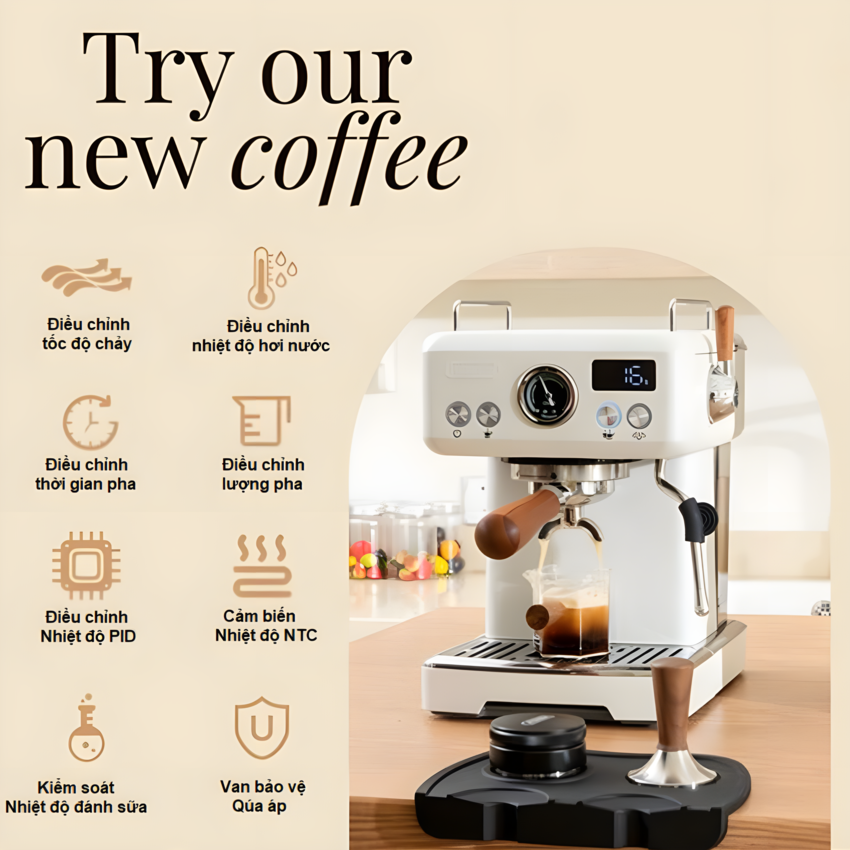 Máy pha cà phê Espresso chuyên nghiệp thương hiệu Mỹ cao cấp HiBREW H10 Plus - Hàng Nhập Khẩu