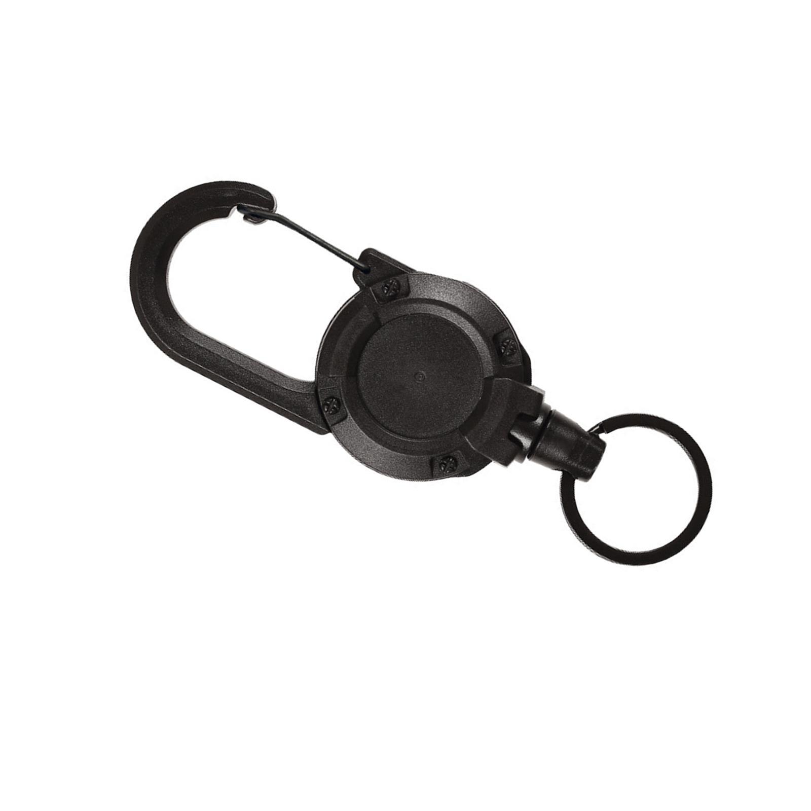 Retractable Keychain Black Steel Cord