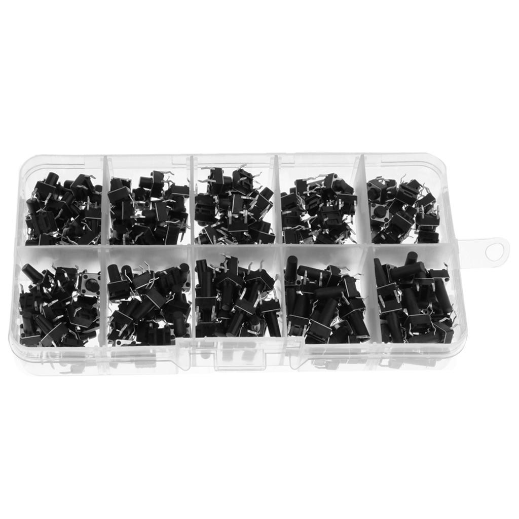 200Pcs/lot 6x6mm Tactile Push Button Switch Micro Momentary Assortment Parts
