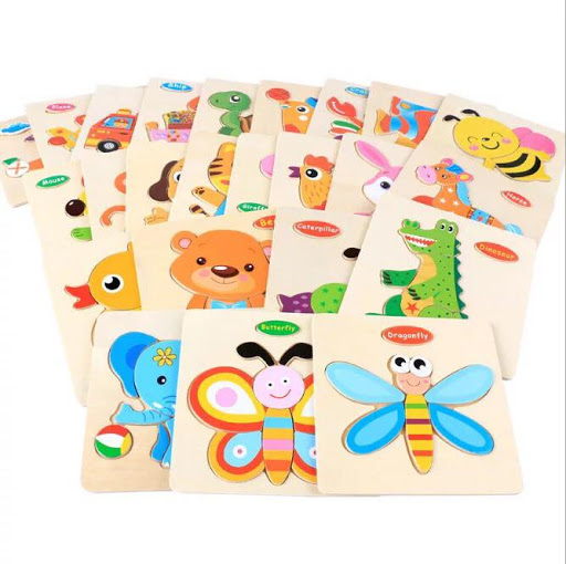 Bộ 5 Đồ Chơi Tranh Ghép Gỗ In Nổi 3D