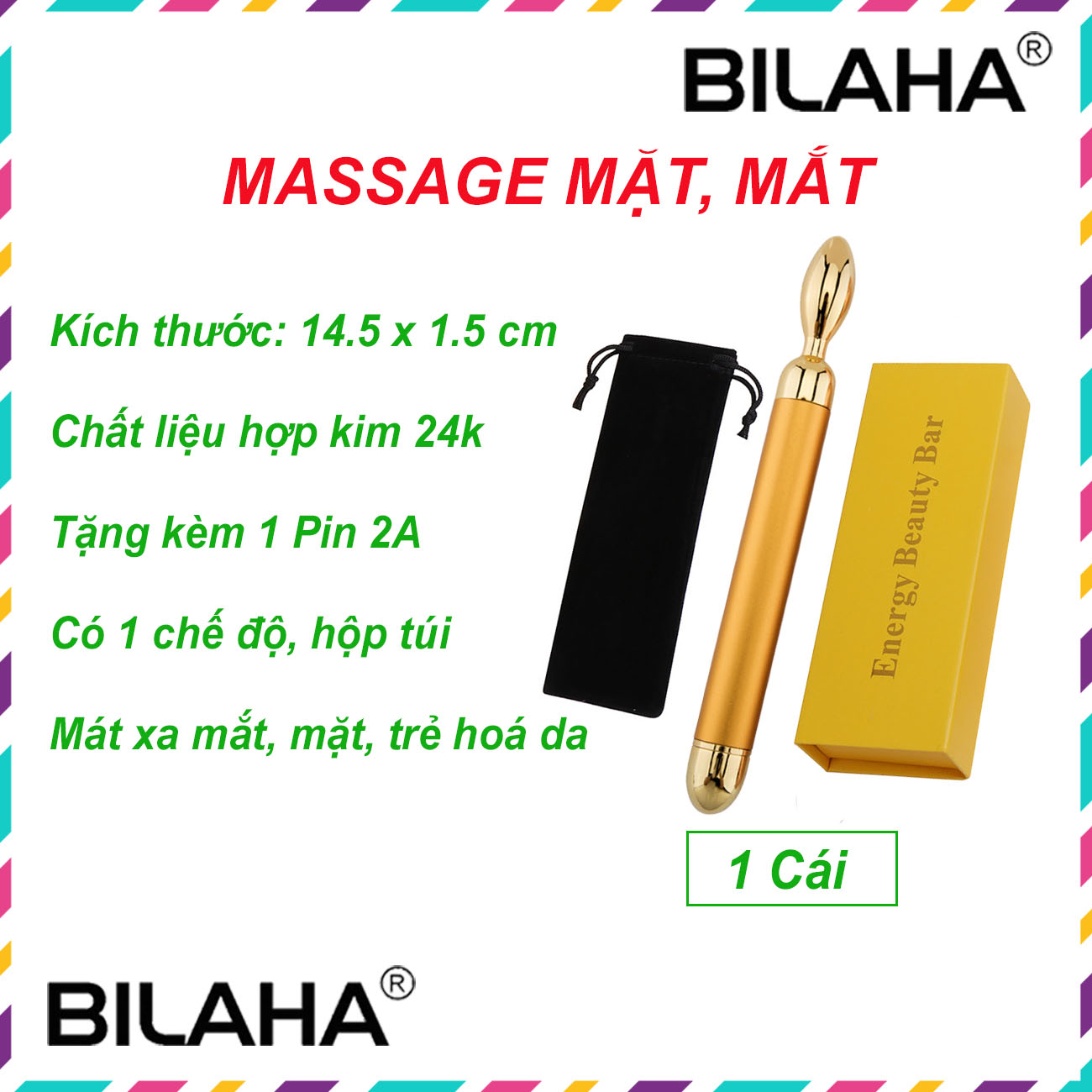 Máy Massage Mặt Hợp Kim 24k, Căng Da Mặt Chống Loã Hoá Rung cầm tay nâng cơ đa năng (Hàng có sẵn) (Hàng Chính Hãng)