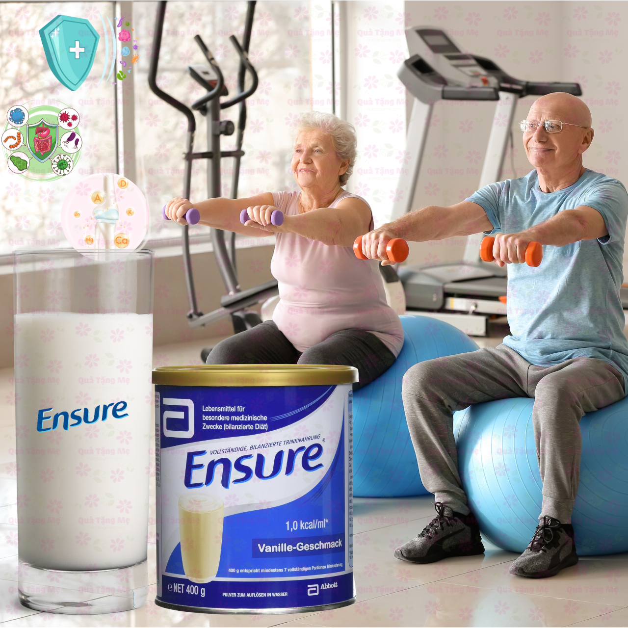 Hình ảnh Ensure Đức cho người lớn tuổi Ensure Vanille-Geschmask giúp hồi phục sức khỏe cho người gầy, suy dinh dưỡng - QuaTangMe Extaste