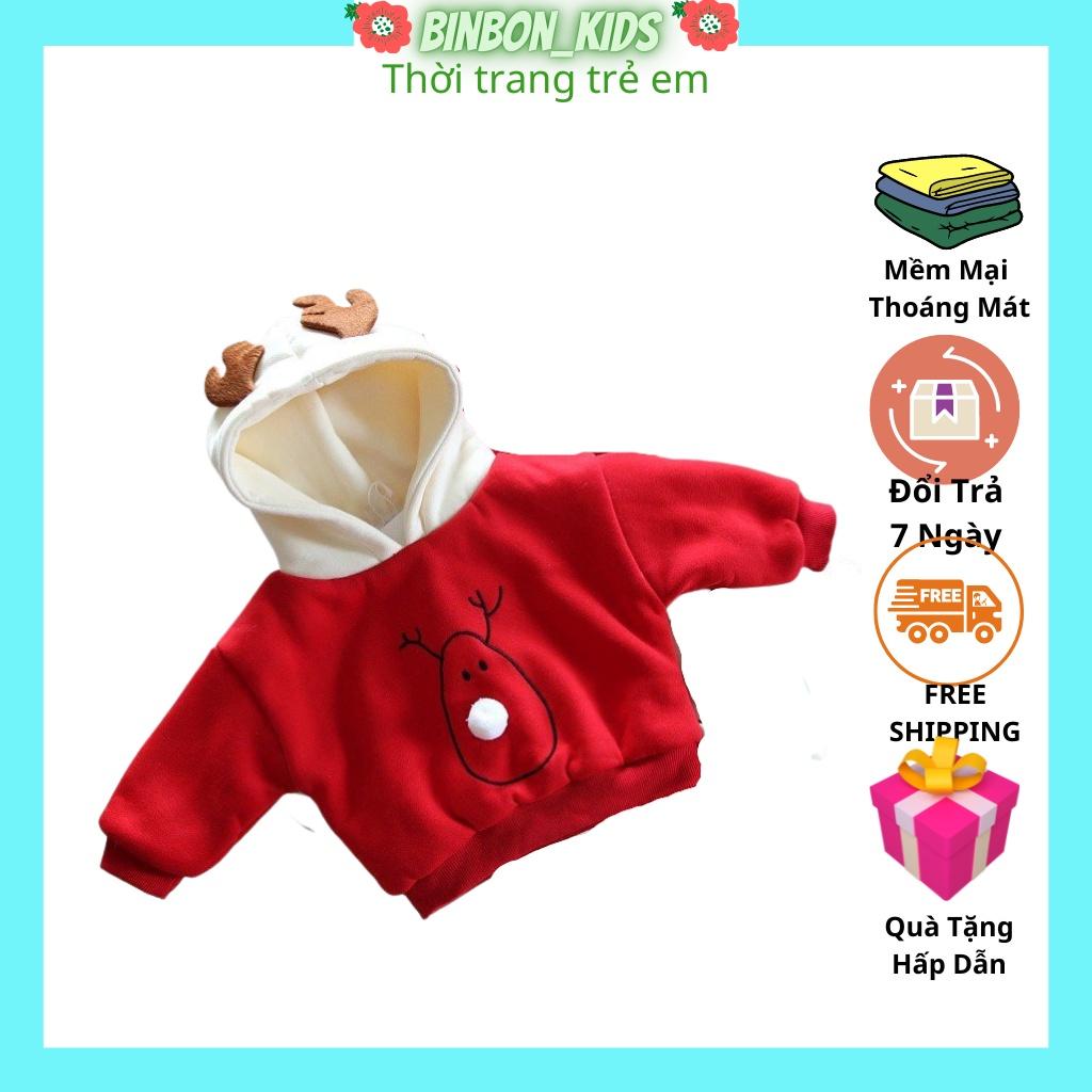 Áo hoodie tuần lộc chất nỉ bông cho bé trai, bé gái đi chơi giáng sinh size từ 7-28kg-KANGMIN KIDS