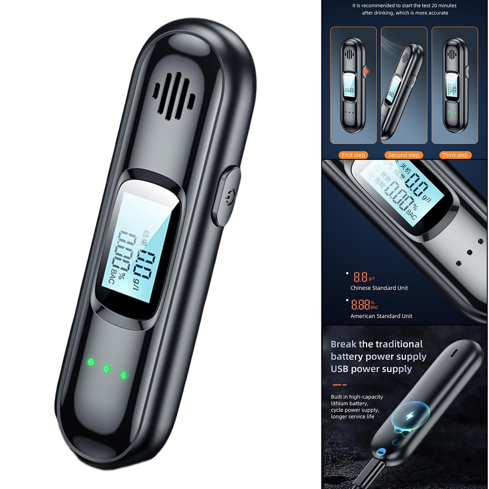 Digital Alcohol Breathalyser USB Charging Breath Alcohol Tester LCD Screen